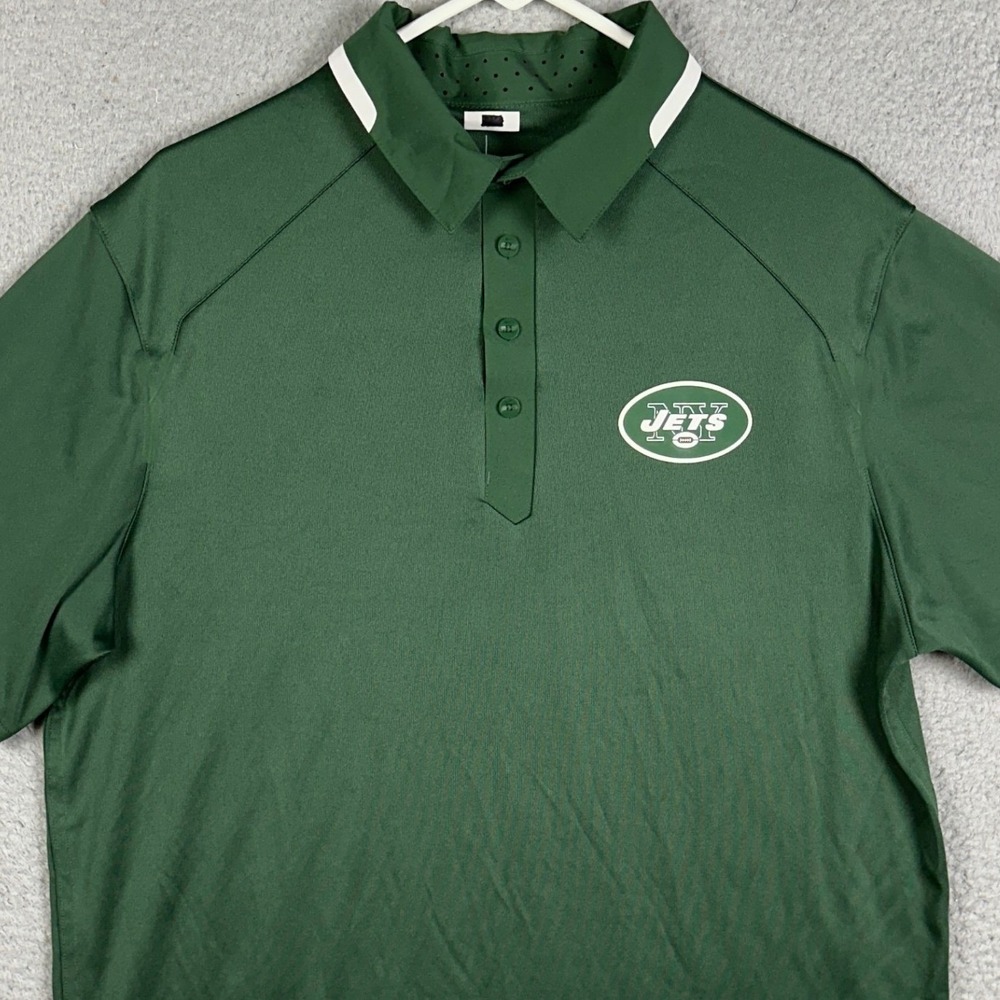 New York Jets Nike Polo Shirt Men Large Green Dri-FIT On-Field Performance Rugby